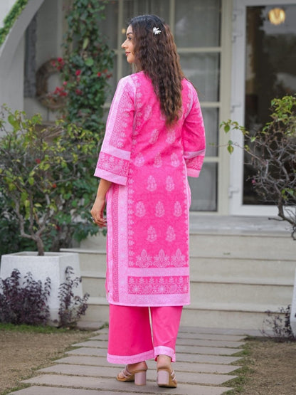 Tridhara Rose Cotton suit set