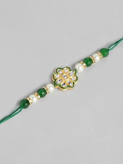 Dhiyona Unisex Set of 2 Beaded Bhai Bhabhi Rakhis With Roli & Chawal