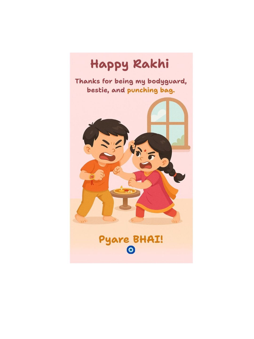 Dhiyona Set Of 3 Stones Studded And Beaded BRO Thread Rakhis With Roli And Chawal & Card
