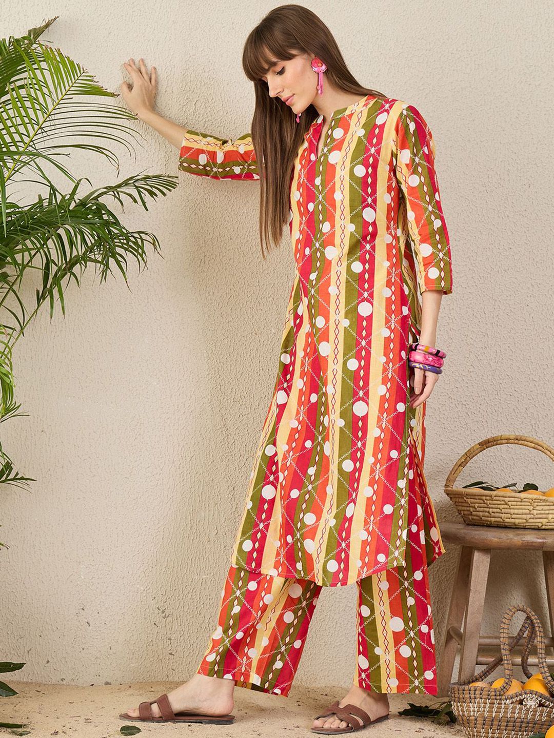 Dhiyona IE Printed Pure Cotton Tunic With Palazzo