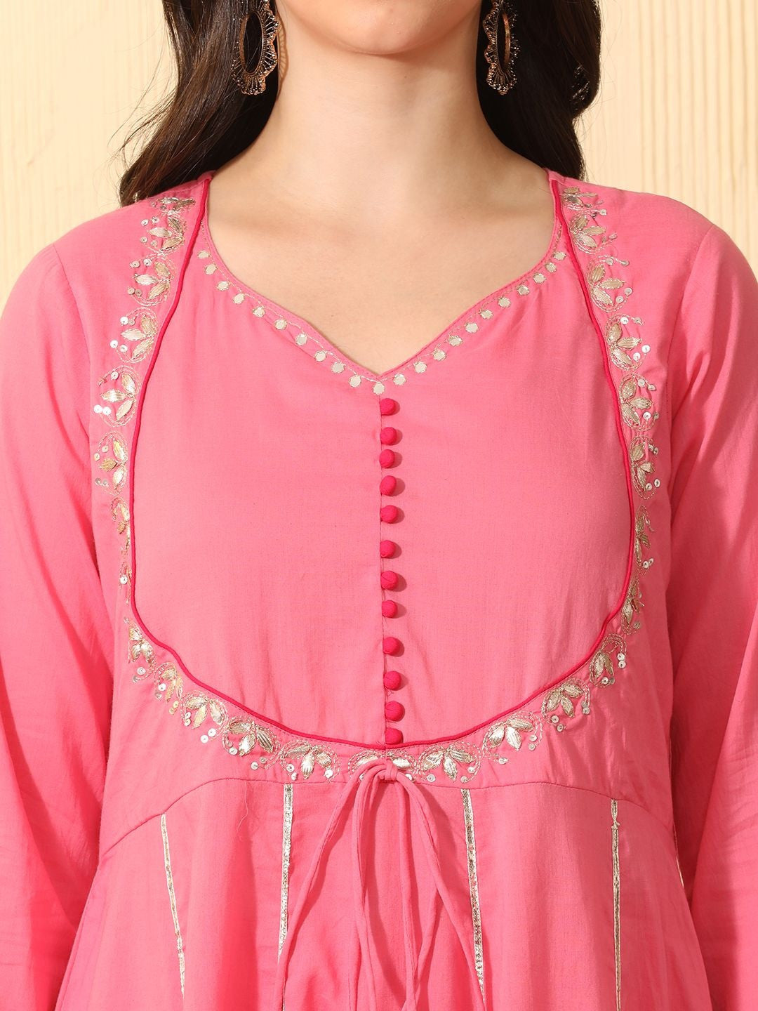 Women Ethnic Motifs Empire Sequinned Pure Cotton Kurta Trousers & Dupatta