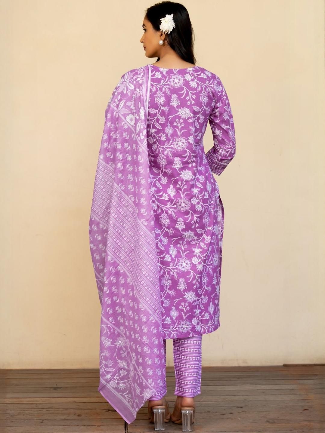 Dhiyona KL Women Purple Pure Cotton Kurta Sets