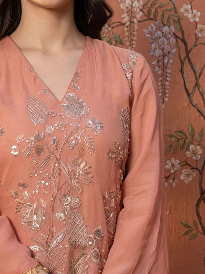 Women Floral Embroidered Regular Sequinned Kurta with Trousers