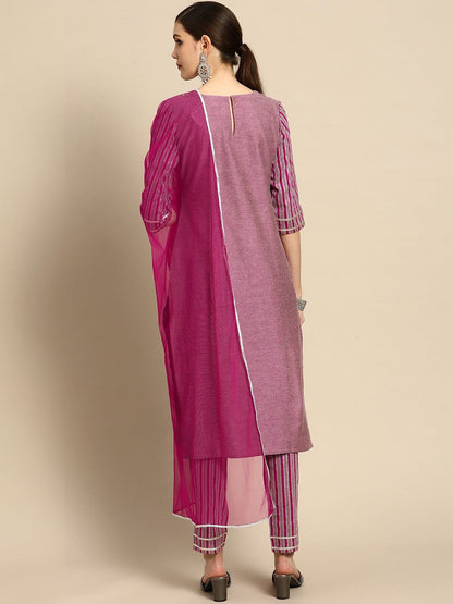 Women Regular Kurta with Trousers & With Dupatta