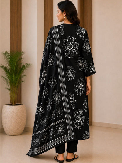 Women Floral Printed Regular Pure Cotton Kurta with Trousers & With Dupatta