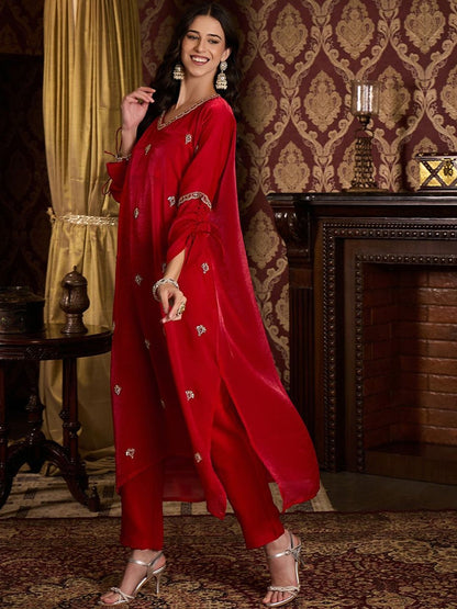 Dhiyona CH Women Ethnic Motifs Embroidered Regular Sequinned Kurta Set