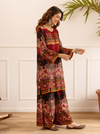 Karen carmine printed co-ord set