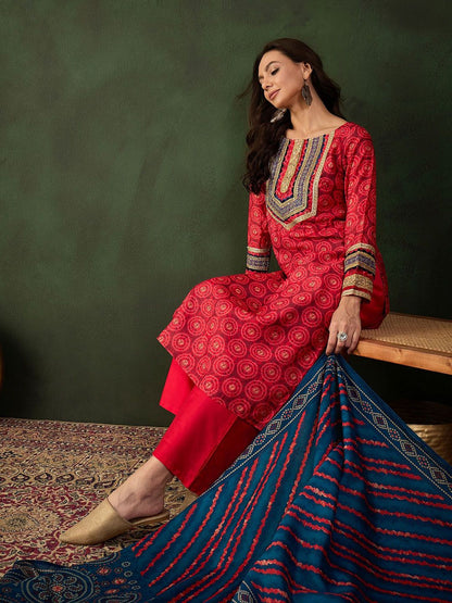 Dhiyona SN Embroidered Kurta & Palazzo With Dupatta