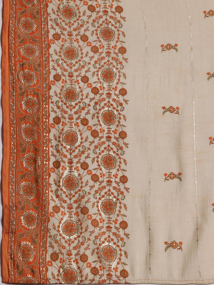 Women Ethnic Motifs Printed Regular Thread Work Kurta with Trousers & With Dupatta