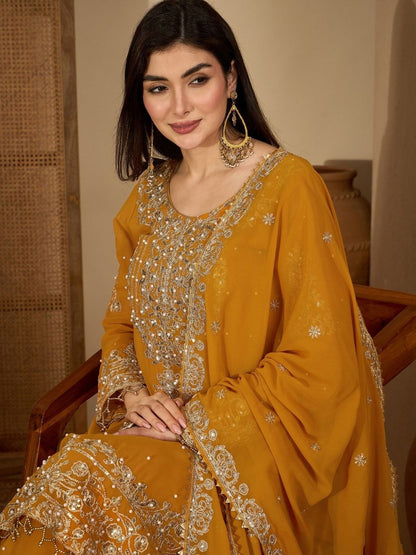 Dhiyona SN Women Ethnic Motifs Embroidered Regular Kurta with Sharara & With Dupatta