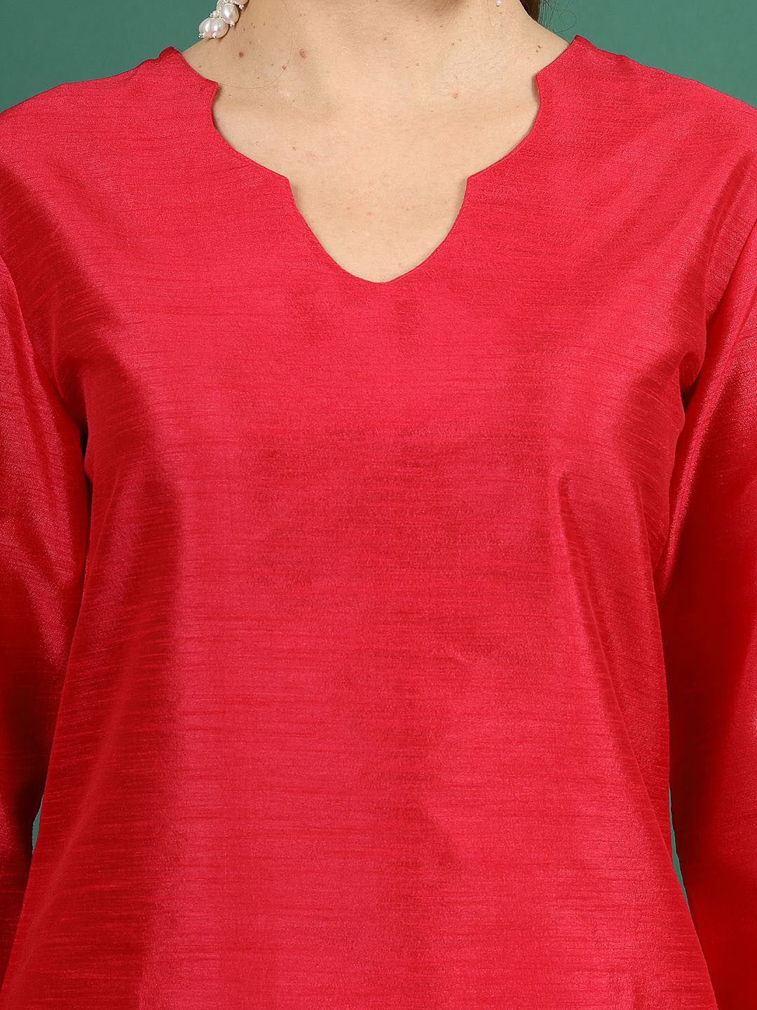 Pink V-Neck Straight Kurta & Trouser With Printed Dupatta
