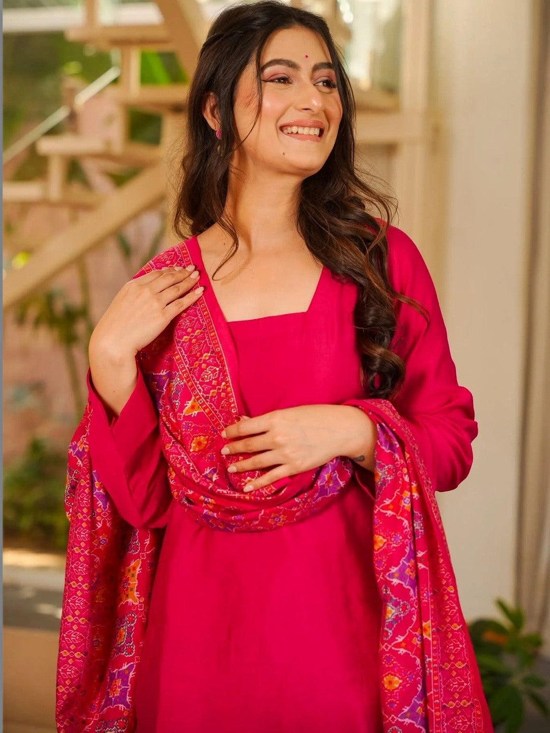 Women Regular Silk Crepe Kurta with Patiala & With Dupatta