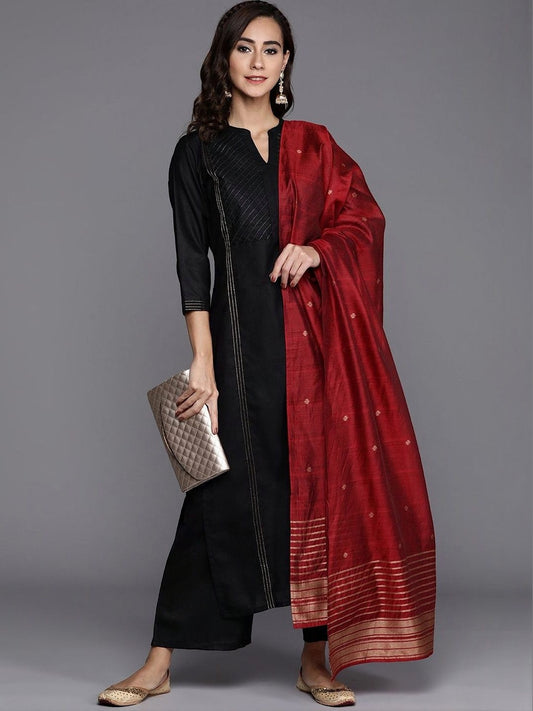 Women Ethnic Motifs Embroidered Regular Kurta with Palazzos & Dupatta