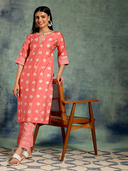 Women Ethnic Motifs Printed Regular Thread Work Kurta with Trousers