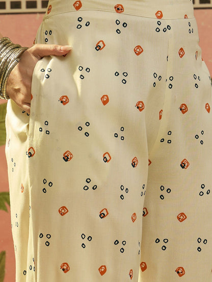 Printed Round Neck Kurta Trousers & Dupatta