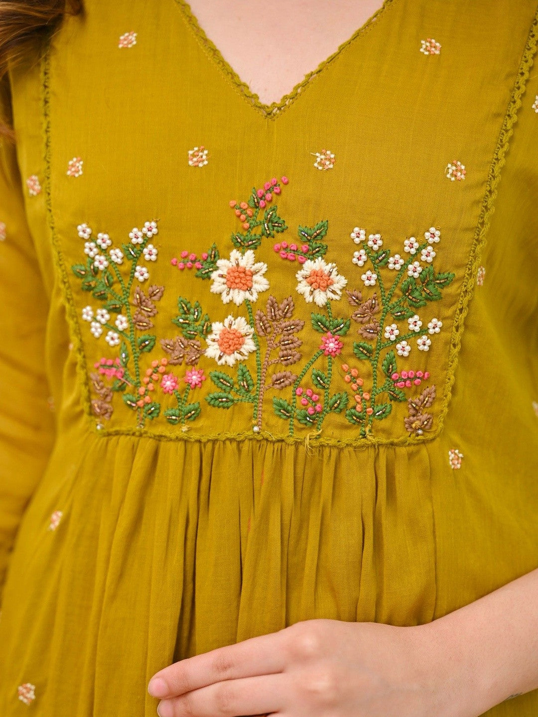 Embroidered V-Neck Kurta Sets