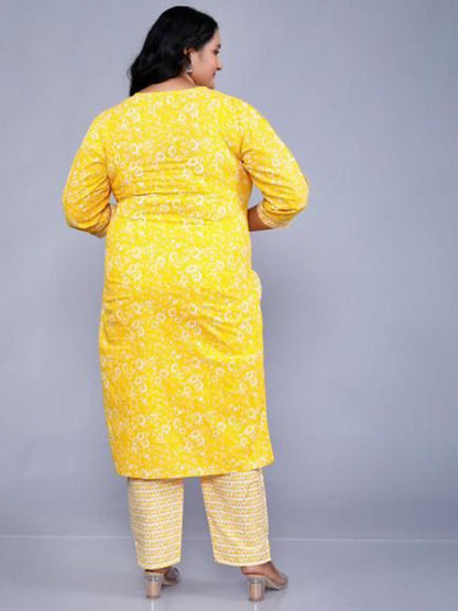 Dhiyona KL Women Floral Printed Regular Pure Cotton Kurta with Trousers & Dupatta