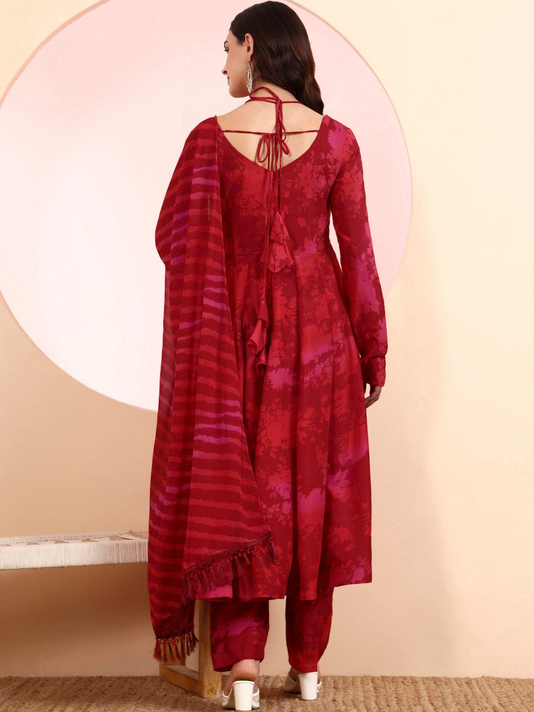 Women Floral Printed Empire Kurta with Trousers & With Dupatta