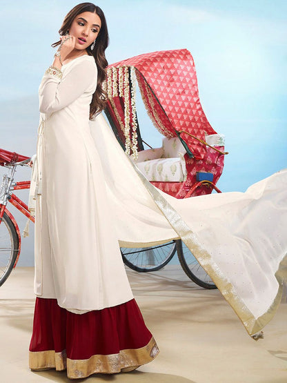 Dhiyona IN Women Ethnic Motifs Embroidered Kurta with Palazzo & Dupatta