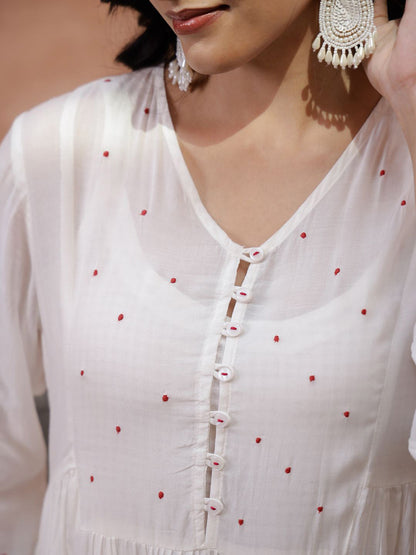 Floral Embroidered Thread Work Kurta with Trouser
