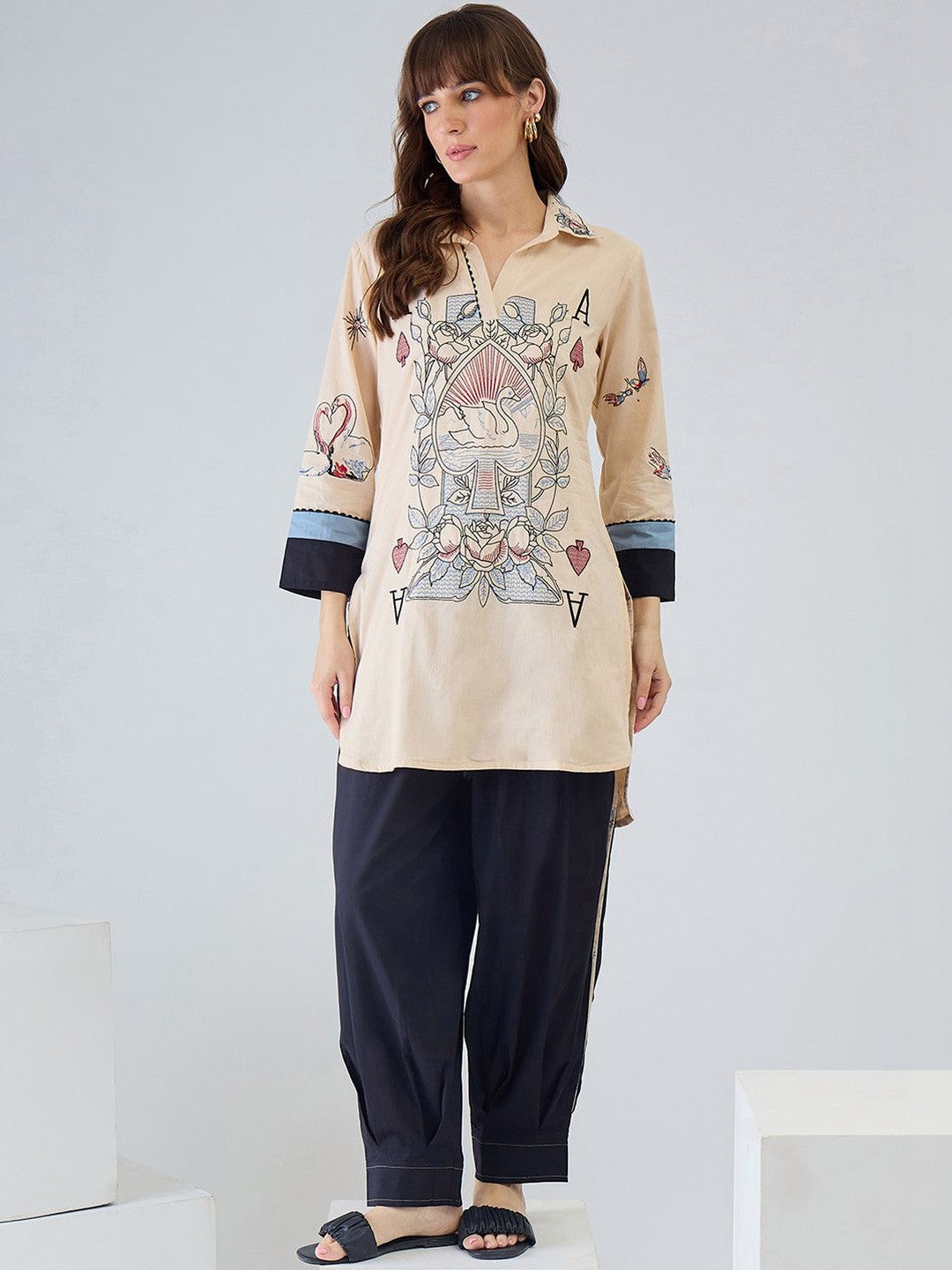 Women Printed Regular Pure Cotton Kurta with Harem Pants
