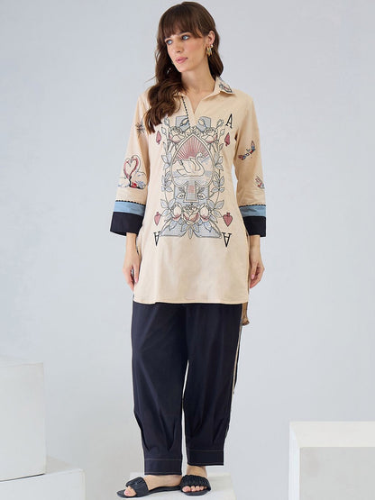 Women Printed Regular Pure Cotton Kurta with Harem Pants