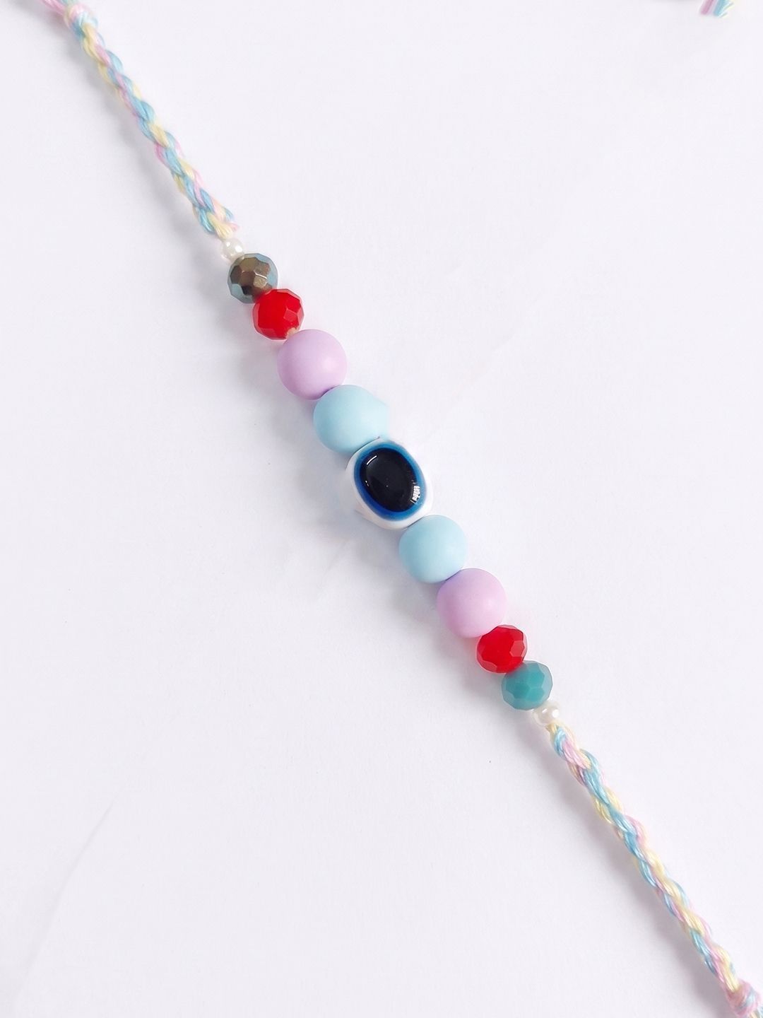 Dhiyona Set Of 2 Purse Design Evil Eye & Beads Bhaiya Bhabhi Rakhi With Roli Chawal