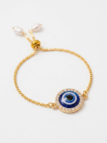 Dhiyona Set Of 2 Blue Evil Eye Gold Toned Bhaiya Bhabhi Rakhi