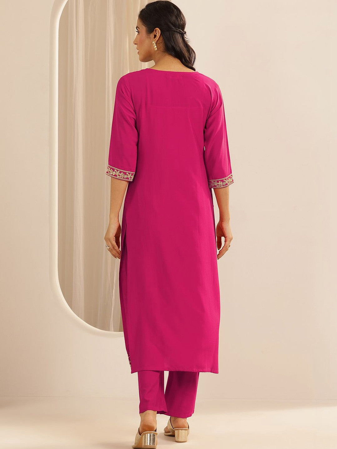 Women Ethnic Motifs Embroidered Regular Thread Work Kurta with Trousers