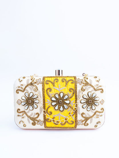 Dhiyona NR Floral Embroidered Box Clutch