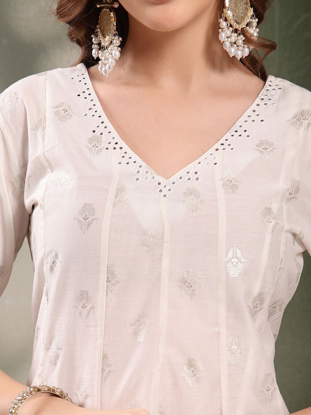 Dhiyona HOP Printed V-Neck Anarkali Kurta & Sharara With Dupatta