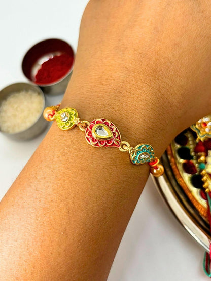 Dhiyona Unisex 4 Pieces Thread & Beaded Wraparound Rakhis