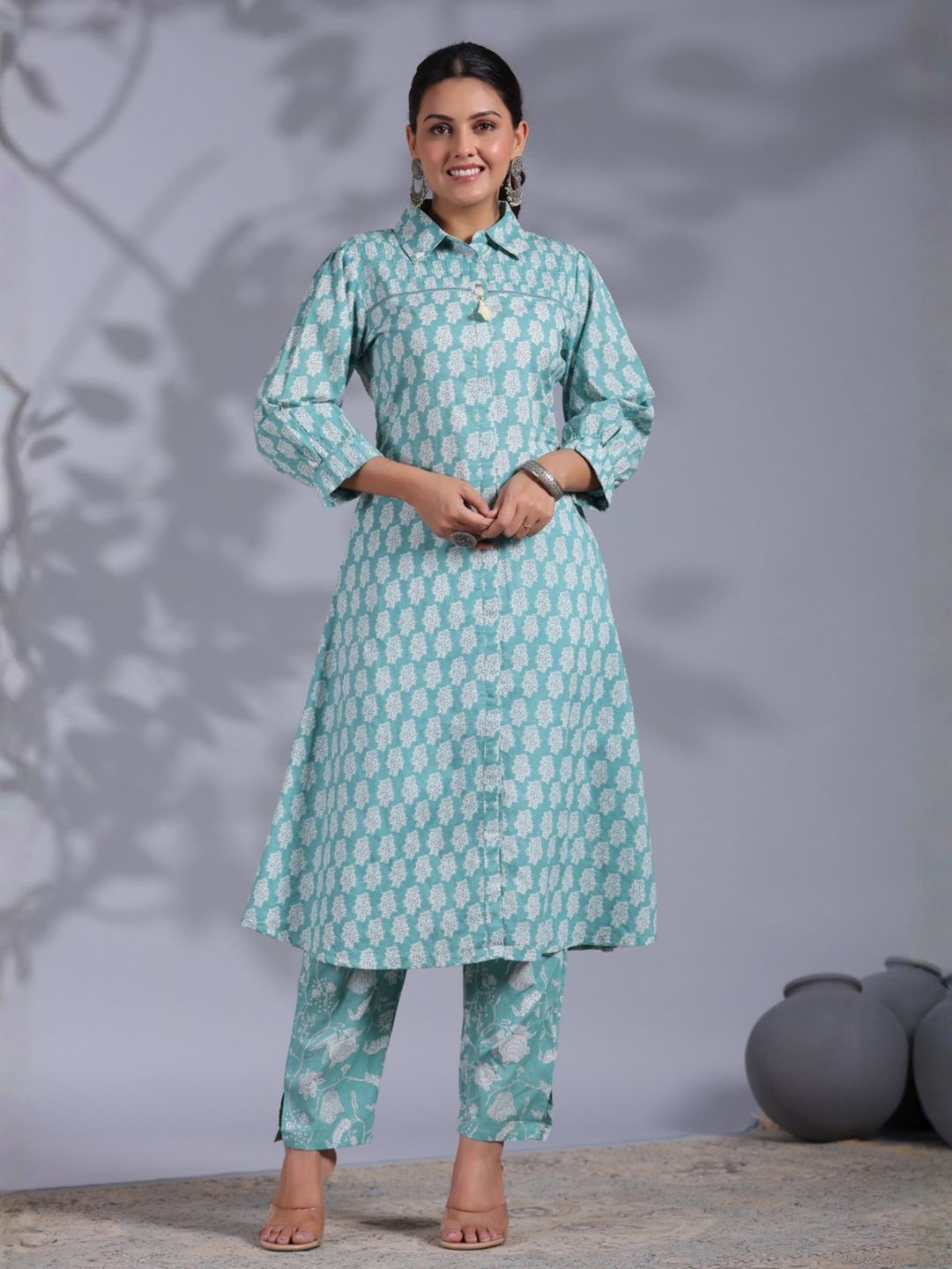 Ishani Softblue Cotton Kurta Pant Set