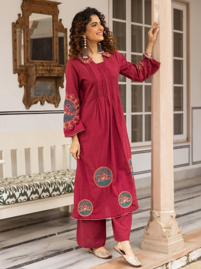 Karen Rouge embroidery kurta pant set