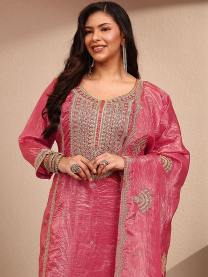 Dhiyona Women's Ethnic Motifs Embroidered Regular Thread Work Kurta with Palazzos & With Dupatta