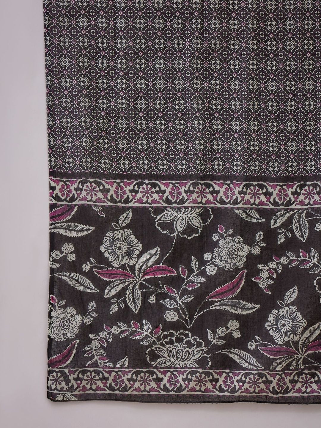 Printed Pure Cotton Mandarin Collar Kurta & Trousers Kurta Set