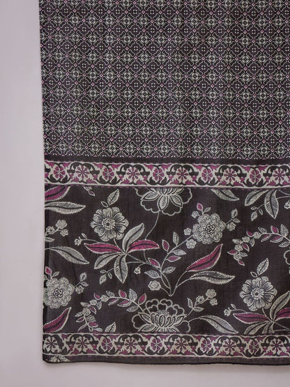 Printed Pure Cotton Mandarin Collar Kurta & Trousers Kurta Set