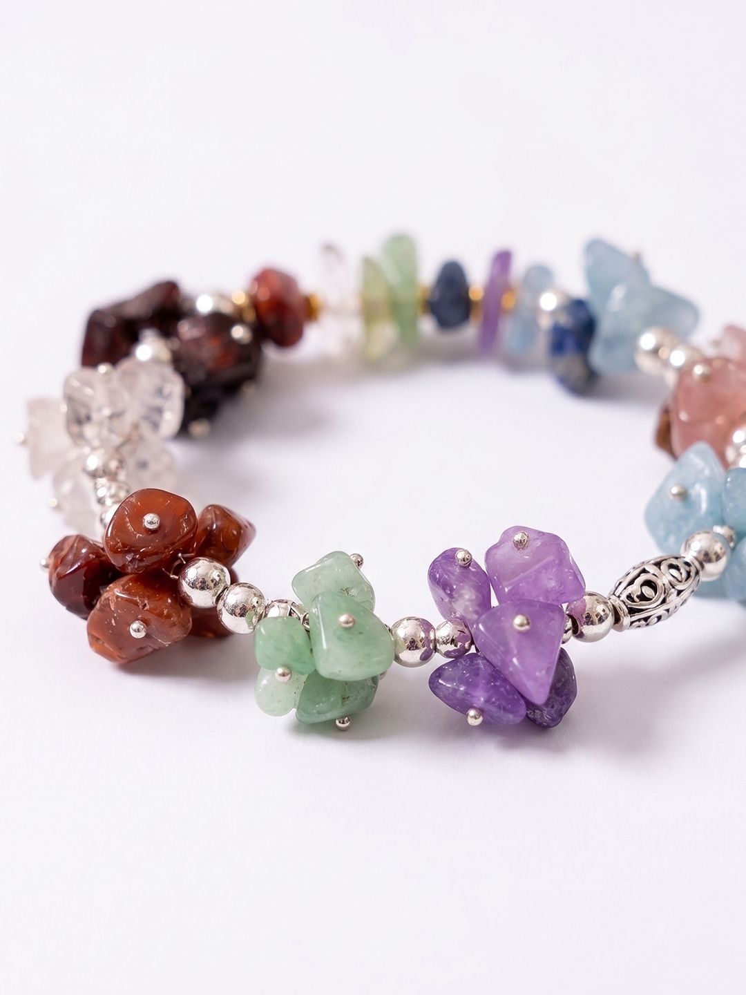 Dhiyona Set Of 2 Rudraksh & Seven Chakra Chip Bracelet Rakhi With Roli Chawal Chandan Mishri