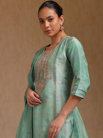 Dhiyona SO Women's Women Ethnic Motifs Embroidered Regular Beads and Stones Kurta with Trousers & With Dupatta