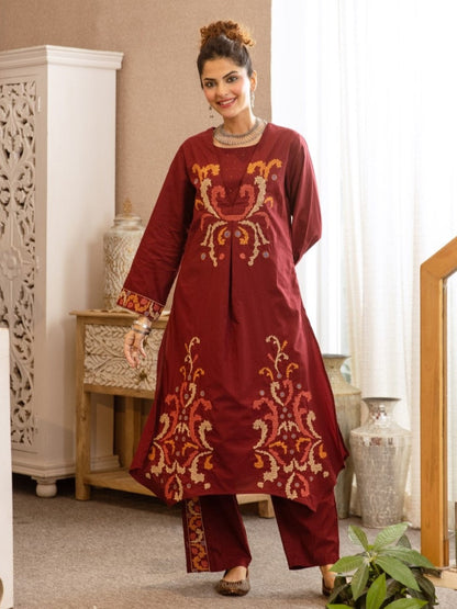 Karen merlot cotton kurta pant set