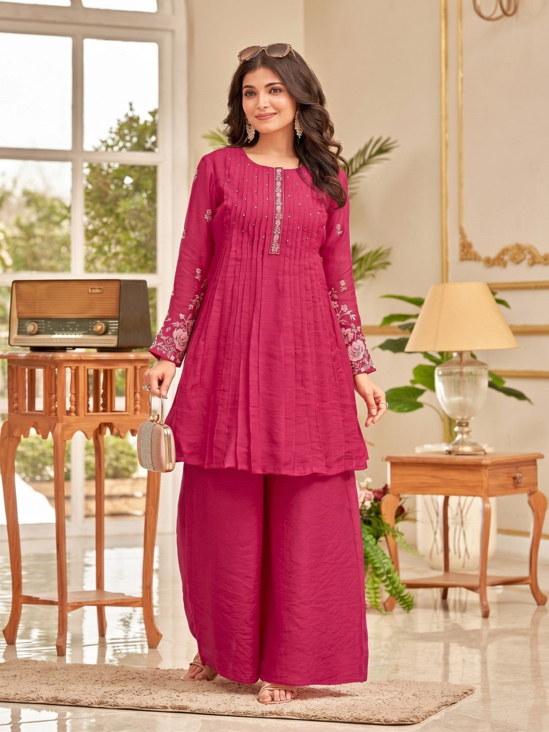 Gaurisha Merlot Embroidery Premium Co-ord Set