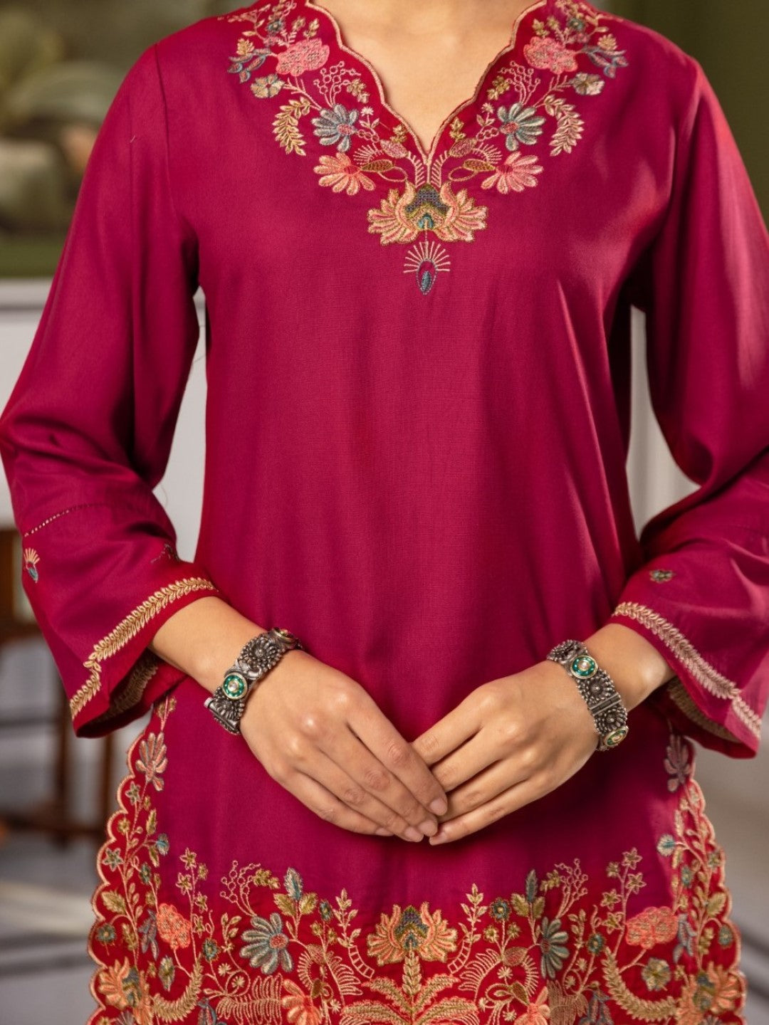 Karen Petal emboidery Cotton Co-ord Set