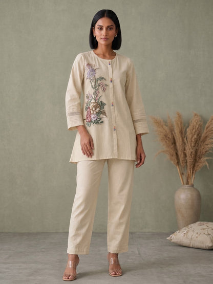 Gaur Tyran Embroidery Embroidery Cotton Co-Ord Set