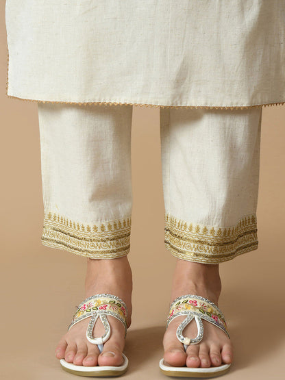 Embroidered Thread Work Pure Cotton Kurta with Palazzos