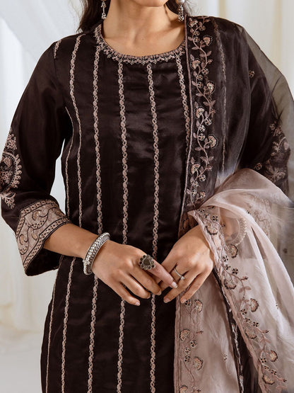 Dhiyona KL Women Regular Sequinned Kurta with Palazzos & With Dupatta