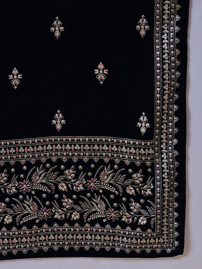Winter Heavy Embroidered Ethnic velvet Kurta Trousers & Dupatta