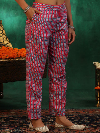 Women Ethnic Motifs Printed Regular Linen Kurta with Trousers & With Dupatta