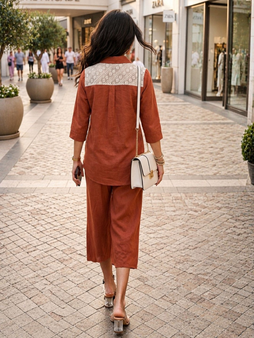 Prisha apricot cotton co-ord set