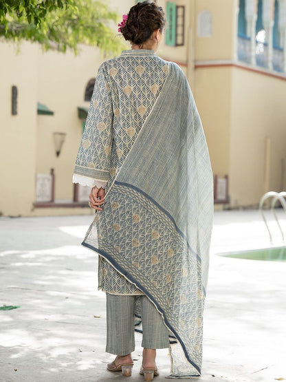 Dhiyona KL Women Ethnic Motifs Printed Regular Pure Cotton Kurta Set
