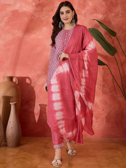 Chikankari Embroidered Straight Kurta With Trouser & Dupatta